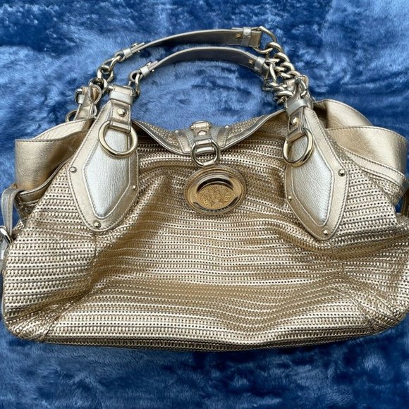 Versace Handbags - Versace Women Handbag Gold Tone Made in Italy Shoulder Bag Authentic Versace